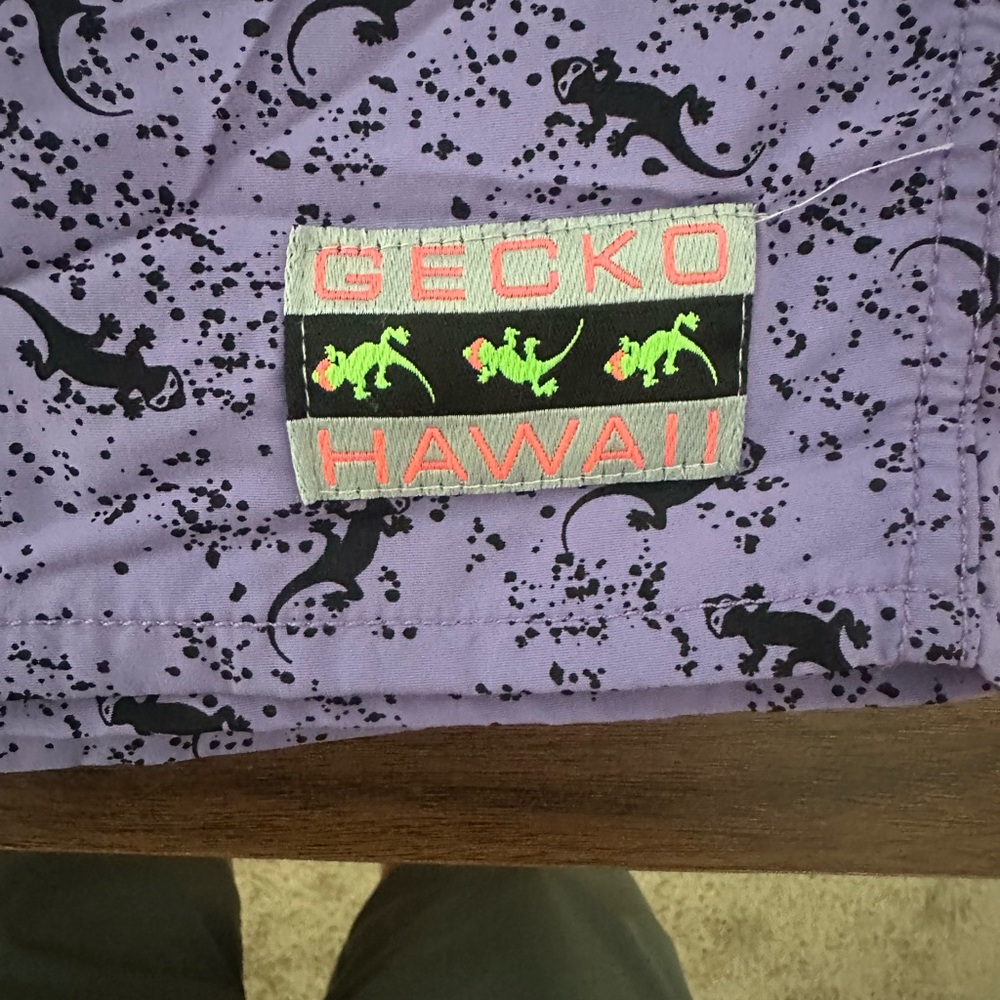 Gecko Lavender and Black Patterned Men's Athletic Shorts - Picture 3 of 4